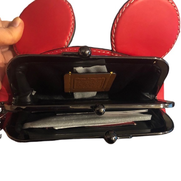 DISNEY X COACH Limited Edition Red Mickey Mouse Kisslock Wristlet leather purse - Picture 8 of 11